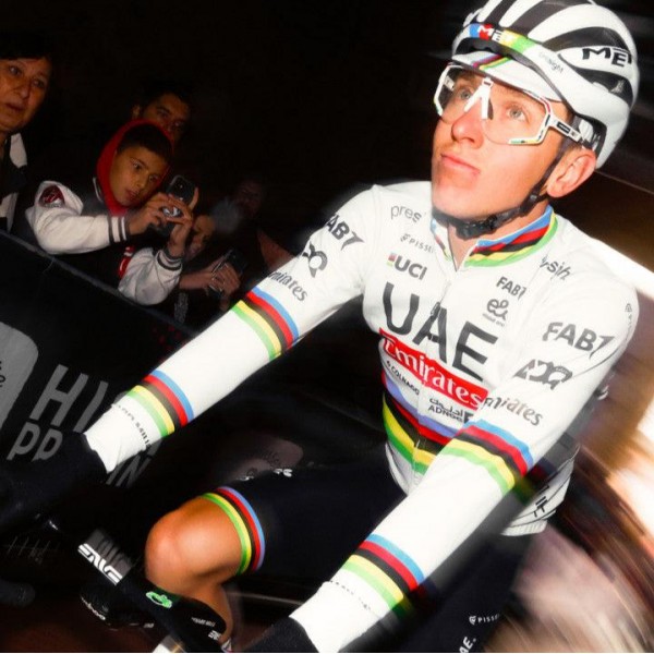 Heren Fietskleding Team UAE 2024 Pissei Shirt met Lange Mouwen - Wereldkampioen