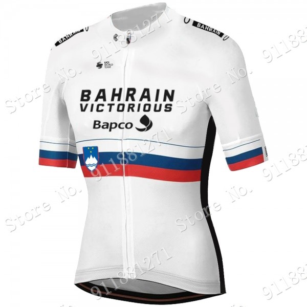 White Slovenia Tour De France Bahrain Victorious 2021 Wielerkleding Fietsshirt Korte Mouw 2021081547