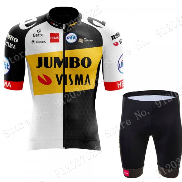 New Style Jumbo Visma 2021 Team Fietskleding Fietsshirt Korte Mouw+Korte Fietsbroeken Bib 2021062666