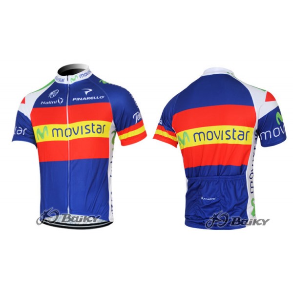 2012 Movistar Fietsshirt Korte mouw blauw rood 3857