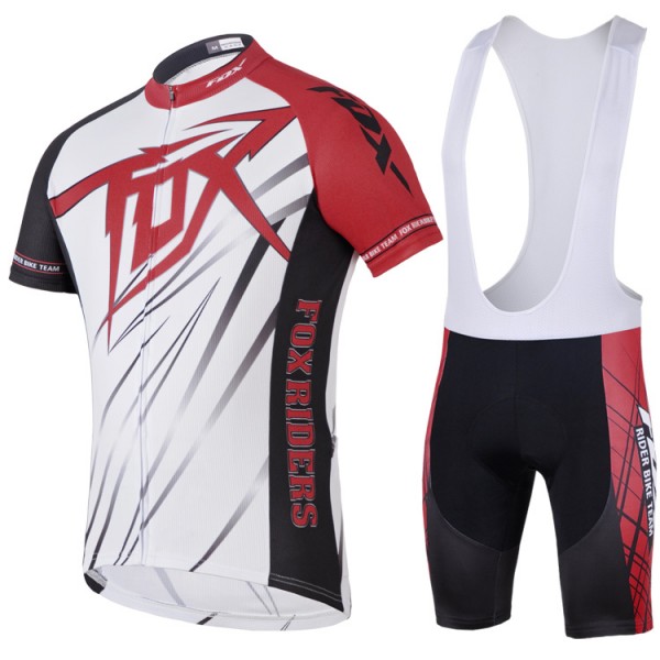 2014 Fox Bike Team Fietspakken Fietsshirt Korte+Korte koersbroeken Bib wit rood 4167