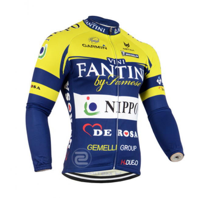 2014 FANTINI Fietsshirt lange mouw Blauw geel Wit 1417 2014 FANTINI Fietsshirt lange mouw Blauw geel Wit 1417