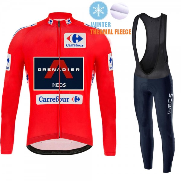 Winter Fleece INEOS Grenadier Spanish Pro Team 2021 Fietskleding Fietsshirt Lange Mouw+Lange Fietsbroek Bib 20210462