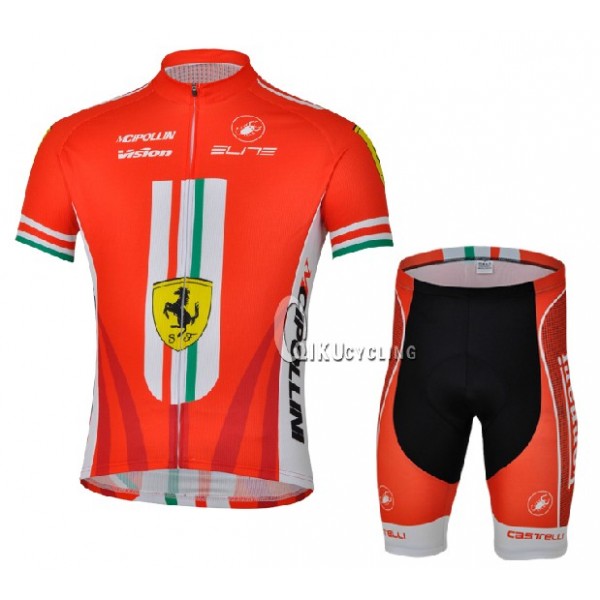 Ferrari Team castelli Cipollini Fietskleding Fietsshirt Korte Mouwen+Fietsbroek Korte zeem 974