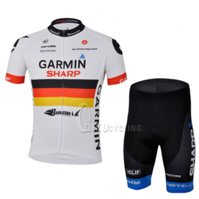 2013 Garmin Sharp Barracuda Duits kampioen Fietsshirt Korte mouw+Korte fietsbroeken met zeem Kits wit zwart 628 2013 Garmin Sharp Barracuda Duits kampioen Fietsshirt Korte mouw+Korte fietsbroeken met zeem Kits wit zwart 628