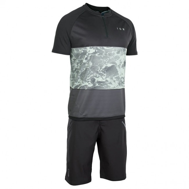 ION Traze AMP Fietskleding Bikeshirt+Bikeshorts Gris Zwart 3A5AI 3A5AI ION Traze AMP Fietskleding Bikeshirt+Bikeshorts Gris Zwart 3A5AI 3A5AI