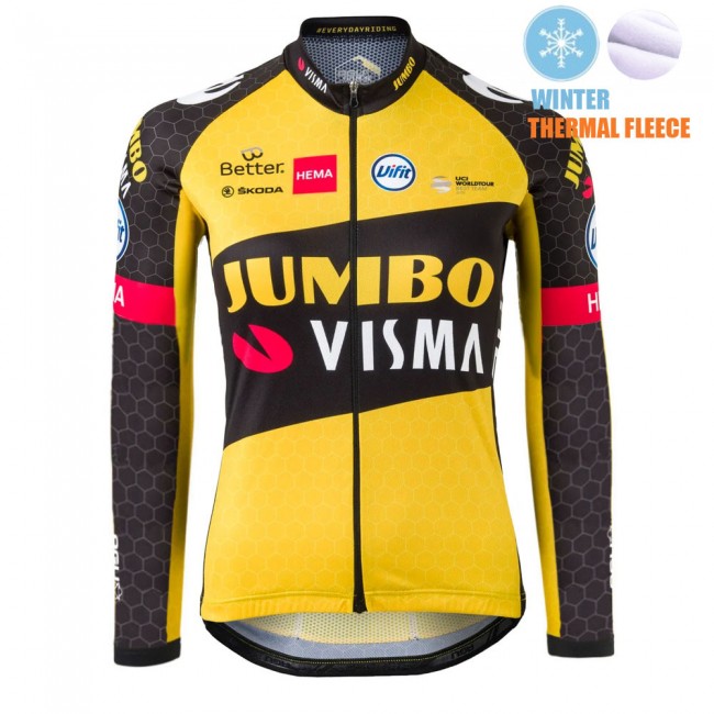 2021 Winter Fleece Jumbo Visma dames Pro Team Fietsshirt Lange Mouw 842 2021 Winter Fleece Jumbo Visma dames Pro Team Fietsshirt Lange Mouw 842