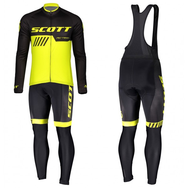 2019 Scott-RC-Profteams zwart-geel Vetements Cyclisme Velo Manches longues+longues Pantalon Bib NHGR459