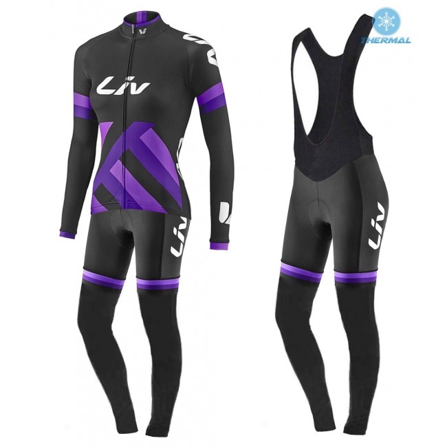 2017 Liv Race Day Dames zwart-Purple Winter Set Wielerkleding Wielershirt lange mouw+Lange fietsbroeken Bib 2496 2017 Liv Race Day Dames zwart-Purple Winter Set Wielerkleding Wielershirt lange mouw+Lange fietsbroeken Bib 2496