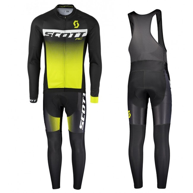 2017 Scott RC zwart-Jaune Fietskleding Wielershirt lange mouw+Lange fietsbroeken Bib 2568 2017 Scott RC zwart-Jaune Fietskleding Wielershirt lange mouw+Lange fietsbroeken Bib 2568