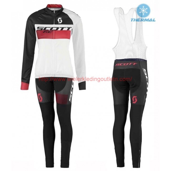 2016 Scott RC wit-zwart-rood Dames Winter Set Wielerkleding Wielershirt lange mouw+Lange fietsbroeken Bib 213674 2016 Scott RC wit-zwart-rood Dames Winter Set Wielerkleding Wielershirt lange mouw+Lange fietsbroeken Bib 213674