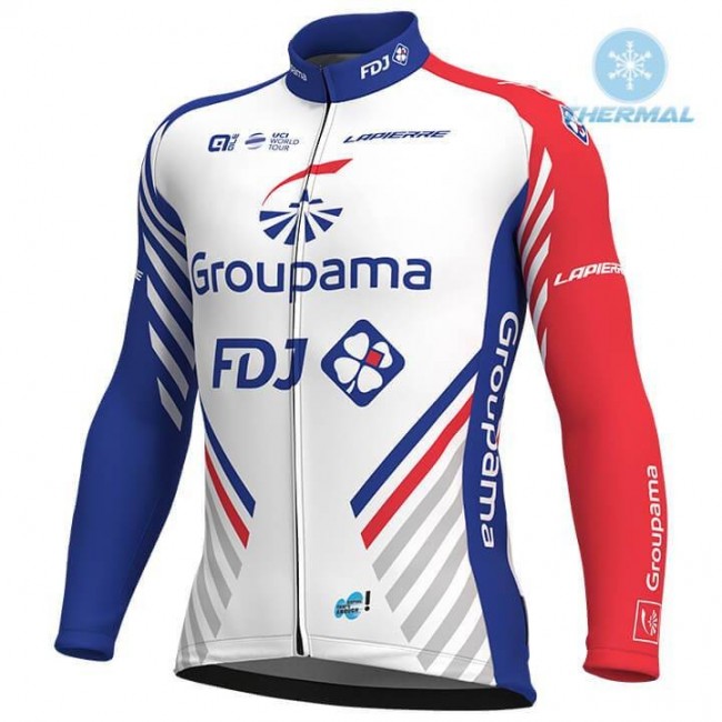 2018 Profteam FDJ wit Fietsshirt lange mouw Winter TGZEM 2018 Profteam FDJ wit Fietsshirt lange mouw Winter TGZEM